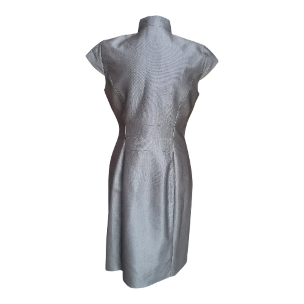 *NWT* Marvin Richards Sophisticated Wrap Style Metallic Gray Dress Size 8 - Picture 6 of 14